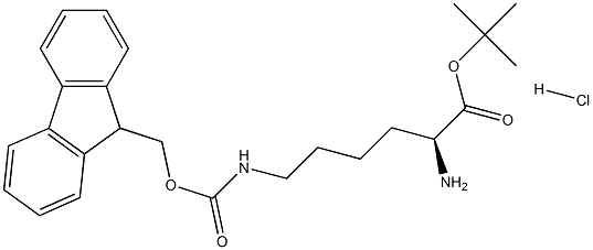 (S)-6-((((9H-芴-9-基)甲氧基)羰基)氨基)-2-氨基己酸叔丁基酯盐酸盐, 330795-57-8, 结构式