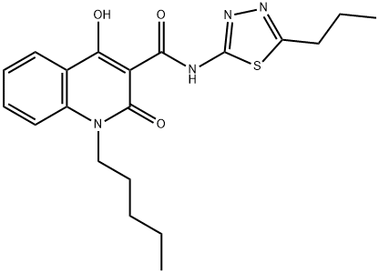 4-hydroxy-2-oxo-1-pentyl-N-(5-propyl-1,3,4-thiadiazol-2-yl)-1,2-dihydroquinoline-3-carboxamide Struktur