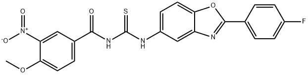 N-{[2-(4-fluorophenyl)-1,3-benzoxazol-5-yl]carbamothioyl}-4-methoxy-3-nitrobenzamide Struktur