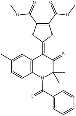 dimethyl 2-[2,2,6-trimethyl-1-(phenylcarbonyl)-3-thioxo-2,3-dihydroquinolin-4(1H)-ylidene]-1,3-dithiole-4,5-dicarboxylate Struktur