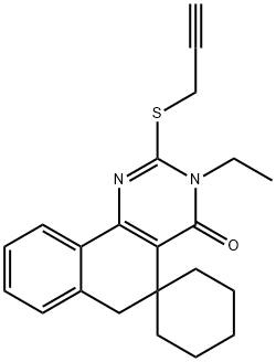 3-ethyl-2-(prop-2-yn-1-ylsulfanyl)-3H-spiro[benzo[h]quinazoline-5,1'-cyclohexan]-4(6H)-one Struktur