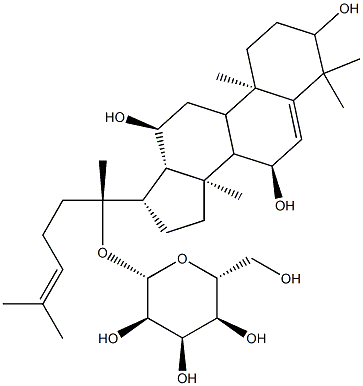 (3beta,7beta,12beta)-3,7,12-Trihydroxydammara-5,24-dien-20-yl beta-D-glucopyranoside Struktur