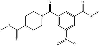 methyl 1-(3-(methoxycarbonyl)-5-nitrobenzoyl)piperidine-4-carboxylate Struktur
