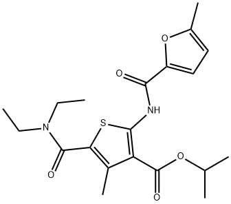 isopropyl 5-[(diethylamino)carbonyl]-4-methyl-2-[(5-methyl-2-furoyl)amino]-3-thiophenecarboxylate Structure