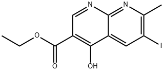 4-Hydroxy-6-iodo-7-methyl-[1,8]naphthyridine-3-carboxylic acid ethyl ester Struktur