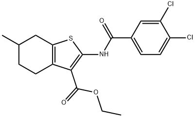 ethyl 2-(3,4-dichlorobenzamido)-6-methyl-4,5,6,7-tetrahydrobenzo[b]thiophene-3-carboxylate Struktur