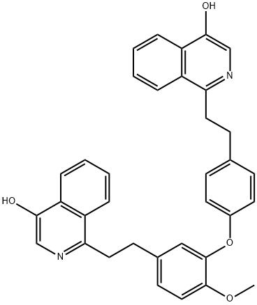 1-[2-[4-[5-[2-(4-hydroxy-1-isoquinolyl)ethyl]-2-methoxy-phenoxy]phenyl]ethyl]isoquinolin-4-ol,365542-48-9,结构式