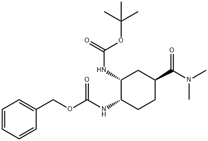 benzyl N-[(1S,2R,4S)-2-{[(tert-butoxy)carbonyl]amino}-4-(dimethylcarbamoyl)cyclohexyl]carbamate Struktur