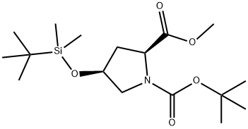 (2S,4S)-1-Tert-Butyl 2-Methyl 4-((Tert-Butyldimethylsilyl)Oxy)Pyrrolidine-1,2-Dicarboxylate 结构式