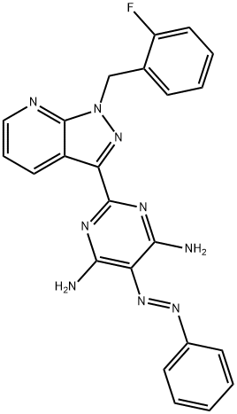 4,6-Pyrimidinediamine, 2-[1-[(2-fluorophenyl)methyl]-1H-pyrazolo[3,4-b]pyridin-3-yl]-5-[(1E)-2-phenyldiazenyl]- Structure