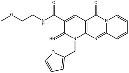1-(2-furylmethyl)-2-imino-N-(2-methoxyethyl)-5-oxo-1,5-dihydro-2H-dipyrido[1,2-a:2,3-d]pyrimidine-3-carboxamide Struktur