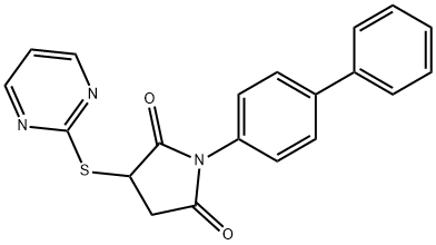 1-(biphenyl-4-yl)-3-(pyrimidin-2-ylsulfanyl)pyrrolidine-2,5-dione Struktur