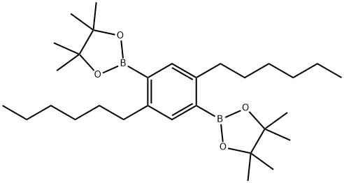 1,4-双(4,4,5,5-四甲基-1,3,2-二氧环戊硼烷-2-基)-2,5-二正己基苯, 374934-77-7, 结构式