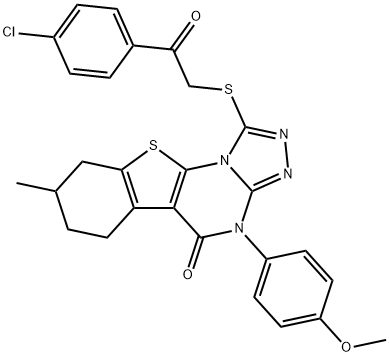 1-((2-(4-chlorophenyl)-2-oxoethyl)thio)-4-(4-methoxyphenyl)-8-methyl-6,7,8,9-tetrahydrobenzo[4,5]thieno[3,2-e][1,2,4]triazolo[4,3-a]pyrimidin-5(4H)-one Structure