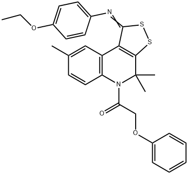 1-{(1Z)-1-[(4-ethoxyphenyl)imino]-4,4,8-trimethyl-1,4-dihydro-5H-[1,2]dithiolo[3,4-c]quinolin-5-yl}-2-phenoxyethanone Structure