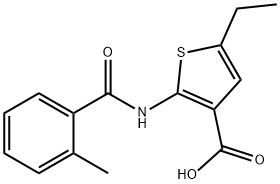 5-乙基-2-(2-甲基苯甲酰胺基)噻吩-3-羧酸 结构式