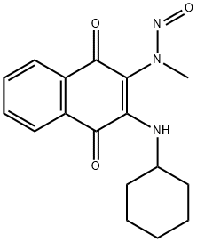N-(3-(cyclohexylamino)-1,4-dioxo-1,4-dihydronaphthalen-2-yl)-N-methylnitrous amide Struktur