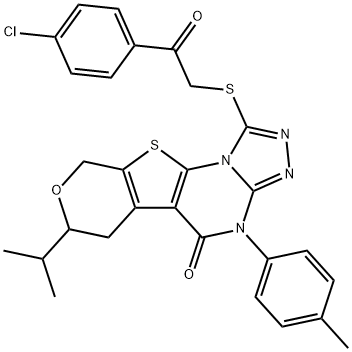 1-((2-(4-chlorophenyl)-2-oxoethyl)thio)-7-isopropyl-4-(p-tolyl)-6,7-dihydro-4H-pyrano[4',3':4,5]thieno[3,2-e][1,2,4]triazolo[4,3-a]pyrimidin-5(9H)-one Structure