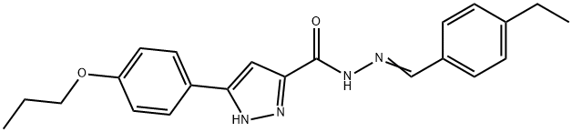 N'-[(E)-(4-ethylphenyl)methylidene]-3-(4-propoxyphenyl)-1H-pyrazole-5-carbohydrazide,403659-01-8,结构式