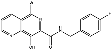 5-溴-N-(4-氟苯甲基)-8-羟基-1,6-萘啶-7-甲酰胺, 410544-56-8, 结构式