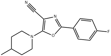 2-(4-fluorophenyl)-5-(4-methylpiperidin-1-yl)-1,3-oxazole-4-carbonitrile Structure