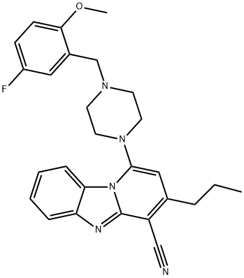1-[4-(5-fluoro-2-methoxybenzyl)piperazin-1-yl]-3-propylpyrido[1,2-a]benzimidazole-4-carbonitrile Structure