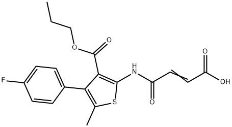 (E)-4-((4-(4-fluorophenyl)-5-methyl-3-(propoxycarbonyl)thiophen-2-yl)amino)-4-oxobut-2-enoic acid Struktur