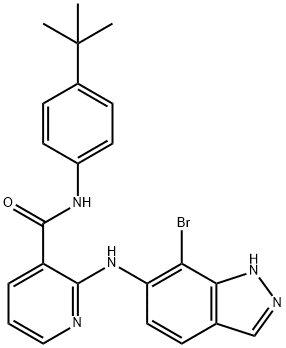 2-((7-Bromo-1H-indazol-6-yl)amino)-N-(4-(tert-Butyl)phenyl)nicotinamide Struktur