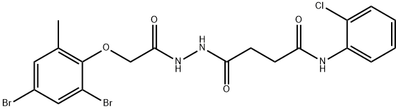 N-(2-chlorophenyl)-4-{2-[(2,4-dibromo-6-methylphenoxy)acetyl]hydrazinyl}-4-oxobutanamide 结构式