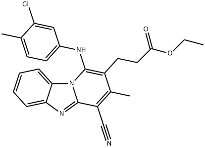 ethyl 3-{1-[(3-chloro-4-methylphenyl)amino]-4-cyano-3-methylpyrido[1,2-a]benzimidazol-2-yl}propanoate,459791-92-5,结构式