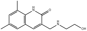 3-((2-hydroxyethylamino)methyl)-6,8-dimethylquinolin-2(1H)-one Struktur