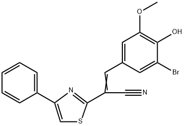 (Z)-3-(3-bromo-4-hydroxy-5-methoxyphenyl)-2-(4-phenylthiazol-2-yl)acrylonitrile Struktur