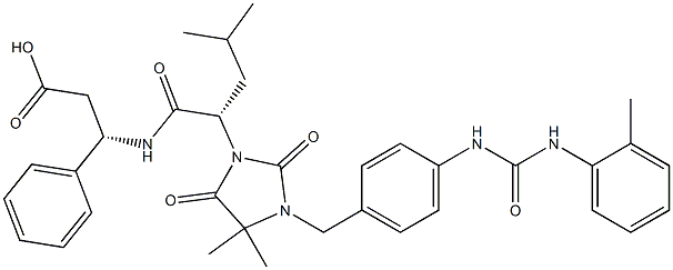 (S)-3-((S)-2-(4,4-DIMETHYL-2,5-DIOXO-3-(4-(3-O-TOLYLUREIDO)BENZYL)IMIDAZOLIDIN-1-YL)-4-METHYLPENTANAMIDO)-3-PHENYLPROPANOIC ACID 结构式