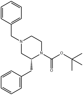 (R)-tert-butyl 2,4-dibenzylpiperazine-1-carboxylate Struktur
