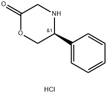 (5S)-5-苯基-2-吗啉酮盐酸盐, 491833-36-4, 结构式