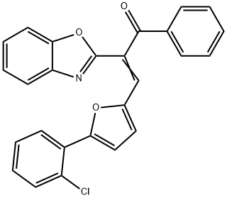 (2Z)-2-(1,3-benzoxazol-2-yl)-3-[5-(2-chlorophenyl)furan-2-yl]-1-phenylprop-2-en-1-one Struktur