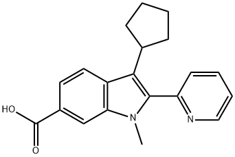 3-cyclopentyl-1-methyl-2-pyridin-2-yl-1H-indole-6-carboxylic acid Struktur