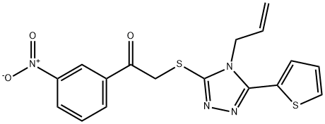 2-{[4-allyl-5-(2-thienyl)-4H-1,2,4-triazol-3-yl]sulfanyl}-1-{3-nitrophenyl}ethanone Struktur