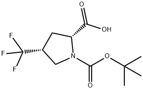 (2R,4R)-1-(tert-butoxycarbonyl)-4-(trifluoromethyl)pyrrolidine-2-carboxylic acid Struktur