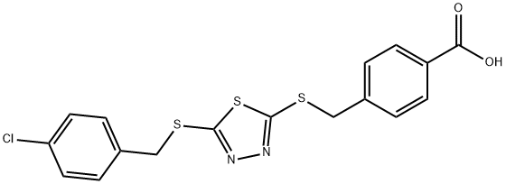 4-[({5-[(4-chlorobenzyl)sulfanyl]-1,3,4-thiadiazol-2-yl}sulfanyl)methyl]benzoic acid,499101-93-8,结构式