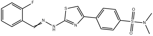 4-{2-[(2E)-2-(2-fluorobenzylidene)hydrazinyl]-1,3-thiazol-4-yl}-N,N-dimethylbenzenesulfonamide Struktur