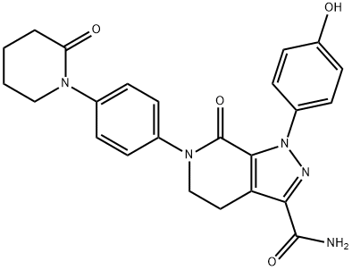 1-(4-羟基苯基)-7-氧代-6-[4-(2-氧代哌啶-1-基)苯基]-4,5,6,7-四氢-1H-吡唑并[3,4-C]吡啶-3-甲酰胺 结构式