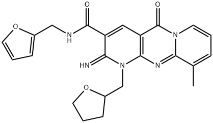 N-(2-furylmethyl)-2-imino-10-methyl-5-oxo-1-(tetrahydro-2-furanylmethyl)-1,5-dihydro-2H-dipyrido[1,2-a:2,3-d]pyrimidine-3-carboxamide 结构式