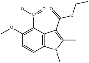 Ethyl 5-methoxy-1,2-dimethyl-4-nitroindole-3-carboxylate 化学構造式