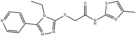 2-{[4-ethyl-5-(pyridin-4-yl)-4H-1,2,4-triazol-3-yl]sulfanyl}-N-(4-methyl-1,3-thiazol-2-yl)acetamide 结构式