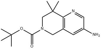 tert-butyl 3-amino-7,8-dihydro-8,8-dimethyl-1,6-naphthyridine-6(5H)-carboxylate Struktur