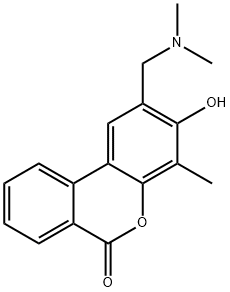 2-[(dimethylammonio)methyl]-4-methyl-6-oxo-6H-benzo[c]chromen-3-olate Struktur