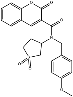 N-(1,1-dioxidotetrahydrothiophen-3-yl)-N-(4-methoxybenzyl)-2-oxo-2H-chromene-3-carboxamide Struktur