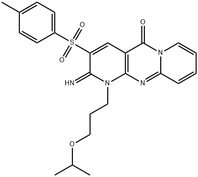 2-imino-1-(3-isopropoxypropyl)-3-[(4-methylphenyl)sulfonyl]-1,2-dihydro-5H-dipyrido[1,2-a:2,3-d]pyrimidin-5-one,575459-48-2,结构式