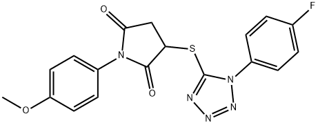 3-{[1-(4-fluorophenyl)-1H-tetrazol-5-yl]sulfanyl}-1-(4-methoxyphenyl)pyrrolidine-2,5-dione,577695-90-0,结构式